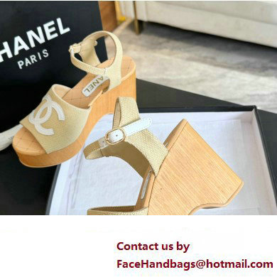 Chanel Fabric  &  Patent Calfskin Sandals G45555 Beige 2024